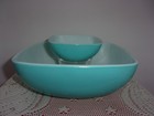 Pyrex Turquoise Hostess Chip   Dip Snack Set 025 2 5 Qt   410 Vintage 1959 Vguc