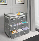 Modern Baby Changing Table - Diaper Station Organizer With 6 Storage Drawers  Re