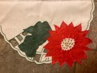 Vintage Christmas Linens Napkins  Runner  Placemats  Towels Set With Poinsettias