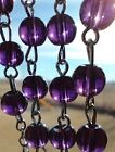 Catholic Purple Color Glass 5 Decade Rosary Silver Tone Crucifix