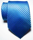 New Classic Checks Blue Jacquard Woven 100  Silk Men s Tie Necktie