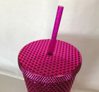 New Starbucks Hot Pink Sparkle Studded 16 Oz Cold Drink Tumbler   Hard To Find  