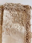 Lot Napkins Vtg Set 6 Linen   Crochet Lace Italian Point De Venice Ecru Lt Beige
