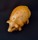 Mid Century Wooden Pig Toothpick Holder For Appetizers Very Cute 1950 s 1960 s