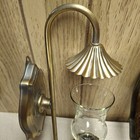Vintage Homco Brass Tone Wall Sconce Candle Holders Hurricane Glass Set Of 2 14 