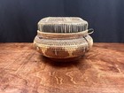 Vintage Hand Woven Coil African Basket With Lid