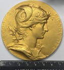 Large 75mm Art Nouveau Marianne Bronze Award Medal By Daniel Dupuis With Case