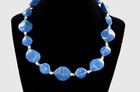 Vintage Blue Faceted Bead Necklace With White Gold Tone Clasp 16 
