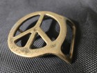 1960s Vintage Brass Peace Sign Belt Buckle Woodstock Counterculture Fashion