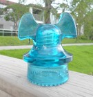 Nice Blue Aqua Cd 257 Hemingray Wide Groove Mickey Mouse Glass Insulator  f 