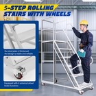 6 Step 1213lbs Aluminum Rolling Platform Step Ladder Safety Non-slip Stairs -usa