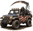 Grim Reaper Off Road 4x4 Sticker American Flag Skull Death Rider Vinyl Decal