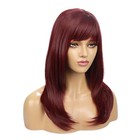 Wine Red Hair Wig With Bangs Women Hairpieces Beauty High Temperature Fiber