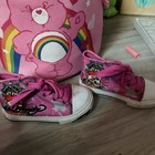 Ed Hardy Unisex Kids Pink white High Top Canvas Lace-up Sneakers Eu 25 Au 7