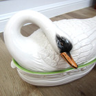 Vintage Ceramic Swan Soup Tureen Italy 3 Piece Ladel Bowl Duck