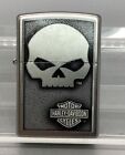 Harley Davidson Zippo Lighter - Harley Skull - Willie G - Bar   Shield With Case