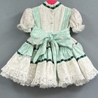 Vtg Full Circle Dress Baby Girl 3-6 M Party Pageant Floral Lace Puff Slv Bloomer