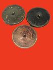 3 Victorian Metal Buttons With Domed Bright Cut Pewter Centers   Floral Borders