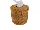Handmade Cylinder Facial Tissue Box Holder  Woven Napkin Dispenser With Elastic