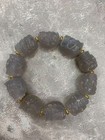 Wonderful Rare Tibetan Natural Agate Dzi Hand Carved Amulet Skull Beads Bracelet