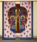 Gift For Her 2pc Mandala Skull Hippie Tapestry Door Curtain Window Curtain Set