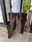 Vintage Mens Chocolate Leather Lederhosen 62 Oktoberfest