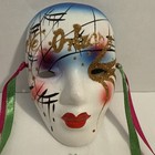 Vintage Ceramic New Orleans Hand Painted Masquerade Mask 5x4    Mardi Gras Glitter