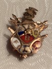 Pristine Antique Knights Of Pythias Rose Gold Filled Enamel Lapel Pin Gf C Clasp