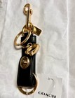 Nwt Coach Leather Trigger Snap Bag Charm Black Valet Key Ring Fob With C