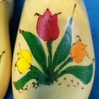 Vtg Genuine Dutch Clogs Blonde Wood Etched Tulips Sz 40 26cm Ex 