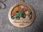 2000 John Deere Pewter Christmas Ornament   Black Cloth Bag
