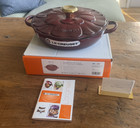 Le Creuset Signature Cast Iron Petal Shallow Casserole 2 25qt Garnet Rhone New