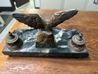 Bronze And Marble French Inkwell Antique