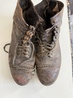 Antique Men   s Leather Work Boots Brown-as Is-display-1920s-1900s Workwear
