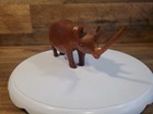 Hand Carved Wooden Rhinoceros Solid Wood Rhino Figurine Vintage