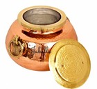 Pure Steel Copper Hammered Design With Tin Lining Chafing Dish With Brass Lid