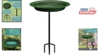 Elegant Extra-large Oblong Birdbath With Metal Stake For Outdoor Gardens