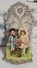 4 75  Antique Germany Foldout Victorian Boy   Girl Valentines 3d Diecut