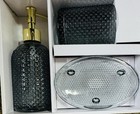 3  Piece Texture Glass Bathroom Accessories Kit  soap Dish  Cup   Soap lotion Pu