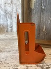 Vintage Orange Metal Tin Match Holder  Hangs On Wall  Repainted  Mcm