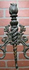 Antique 19c Bronze Flame Finial Ornate Hanger Hooks Decorative Arts Hardware B