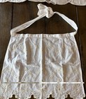 Vintage Handmade White Linen Pinafore   Half Apron Lot Set Battenberg Lace Vtg