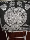 Mexican Sarape Poncho W  Aztec Calender  Reversible B w High Quality Wool Cotton