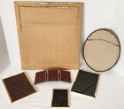 Vtg Lot Of 6 Gold Tone Brass Wood Picture Frames Variety Of Sizes Shapes Sm-lg
