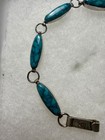 Vintage Sterling Silver Turquoise Link Bracelet 7  Marquise Cabochon Southwest
