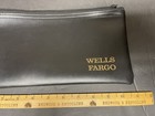Wells Fargo Black Faux Leather Bank Bag Zipper Deposit Bag 