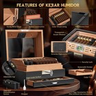 Kejiar Cigar Humidor Cedar Wood Lined For 45-60 Cigars  Large  Black 