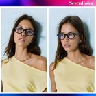 Severcolor Fashion Oval Glasses For Women Men Retro Small Blue Mm  A1 Black