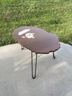 Handcrafted Bape Logo Coffee Table Resin Top Black Hairpin Legs