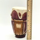 Vntg Zulu Style African Hand Drum Hand Carved Wooden Body With Animal Hide Head